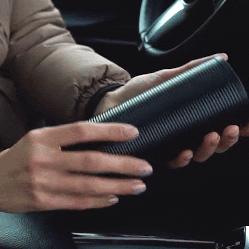 Tesla Cup Car Trash Can in car cup holder